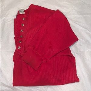 Red Long Sleeve “Waffle Style” Thermal Top